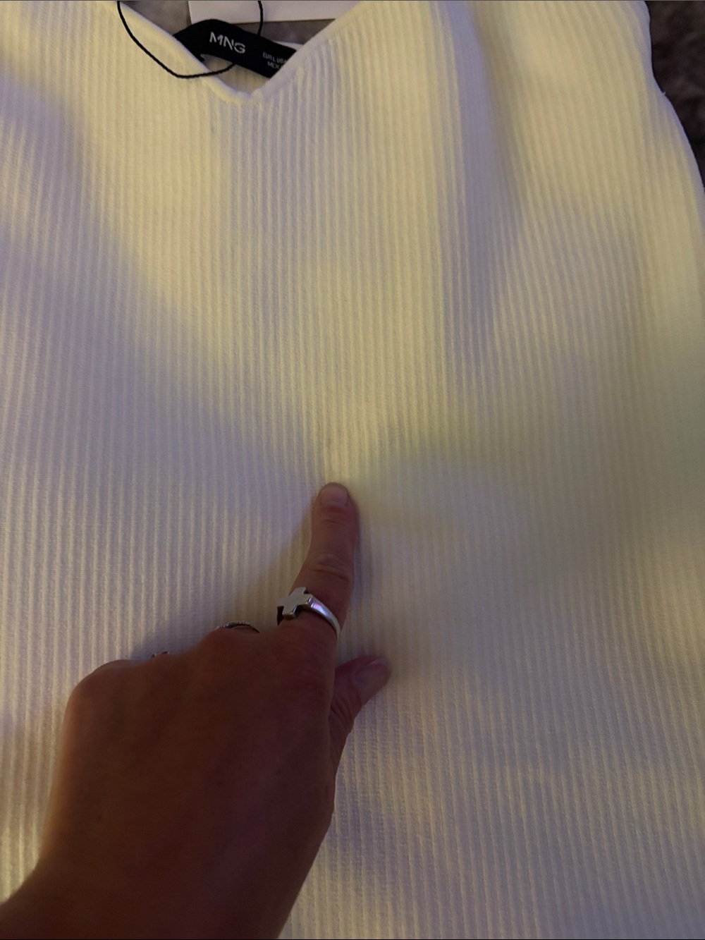 Mango white Ribbed Spaghetti-Strap Mini Dress - Picture 7 of 8